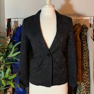 Jacquard Floral Black Blazer Size 6